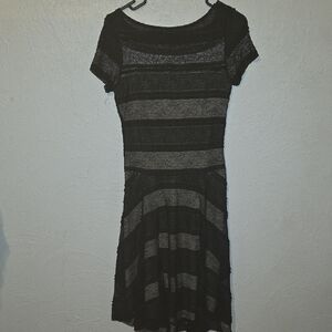 dressbarn Black and Gray Striped Mini Dress